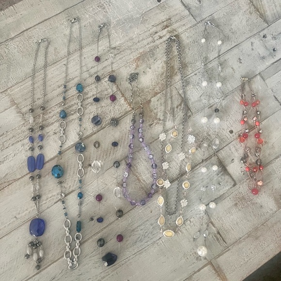 Vintage Jewelry - Vintage Jewel Necklace Bundle Silver Beads Jewels Statement Pieces